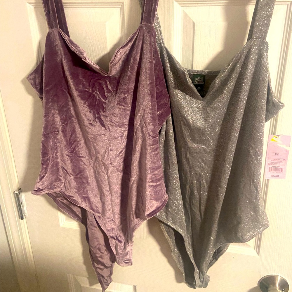 Set of 2 - Wild Fable Bodysuits Purple & Silver sparkle - XXL - NEW with tags!